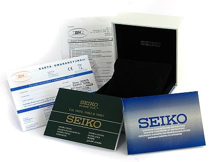 Zdjęcie pudełka i gwarancji SEIKO