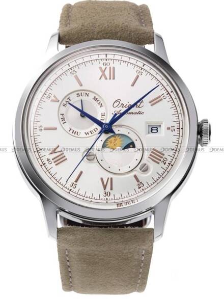 Orient Automatic Bambino Sun and Moon RA-AK0808S30B Zegarek Męski - Dodatkowy pasek w zestawie